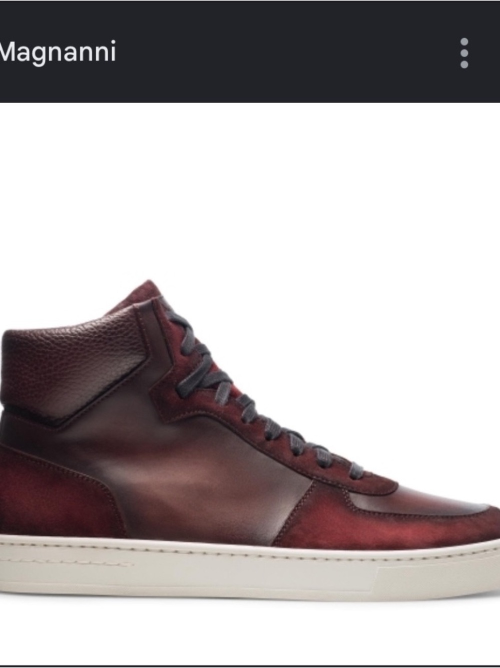 Magnanni Men's Burgundy Leather and Suede High-Top Sneaker